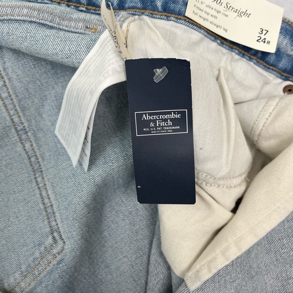 Abercrombie & Fitch Jeans Sz 37/24 Plus The 90s Straight Ultra HR Light Wash NWT - Picture 10 of 15